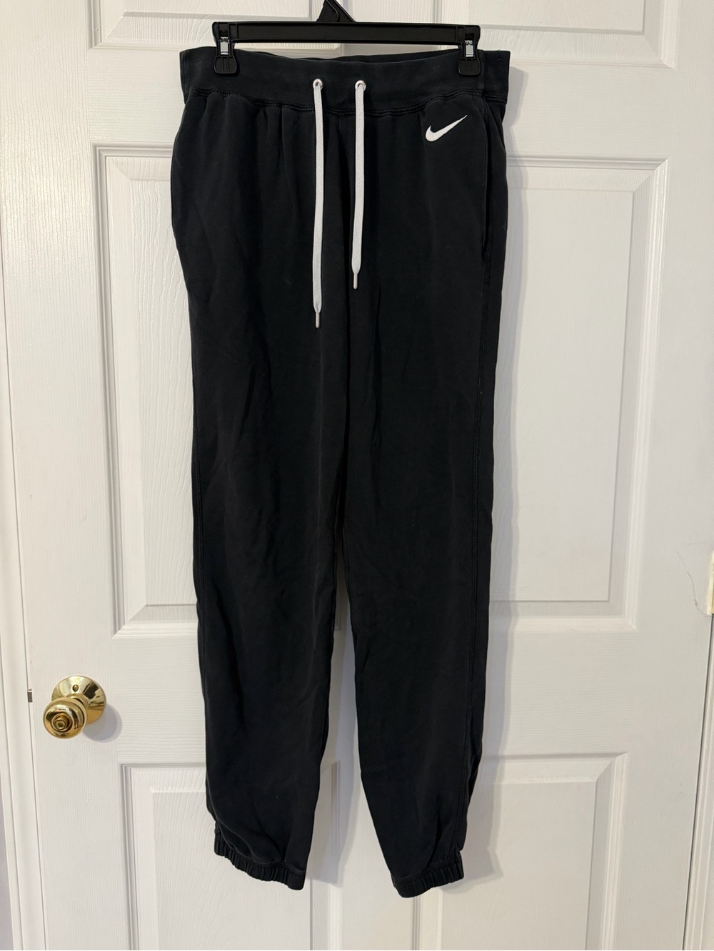 Nike Black Jogger Sweatpants with White Drawstring